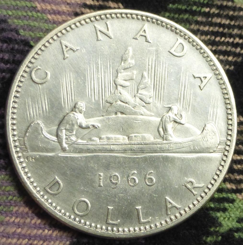 1966 Voyageur Canada Dollar, Royal Canadian Mint Coin, 80% Silver, KM #64.1