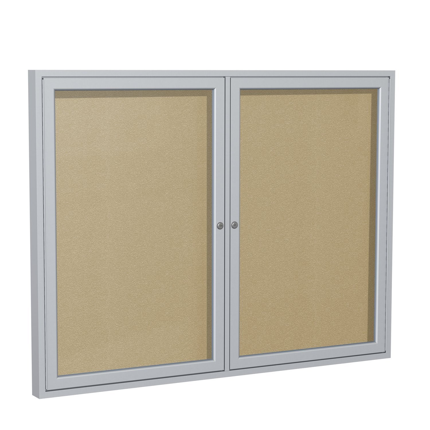 Pemberly Row Vinyl 36" x 60" 2 Door Enclosed Bulletin Board in Caramel
