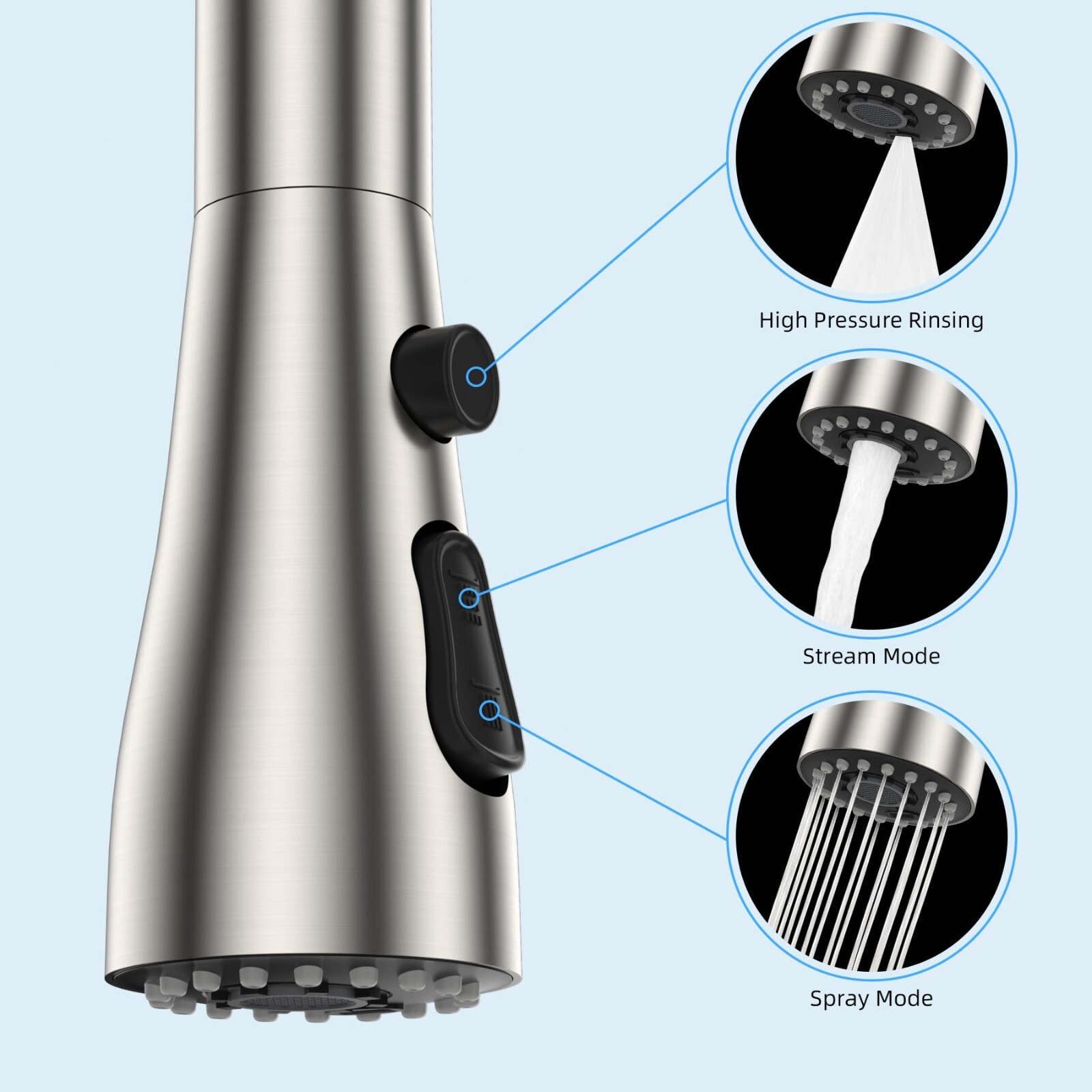 Metal Pull Down Spray Head for Kitchen Faucet, Faucet Head Replacement for Moen