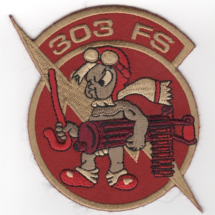 4" 303RD  FIGHTER SQUADRON LIL ABNER A-10 AFRES UNIT MAROON EMBROIDERED PATCH