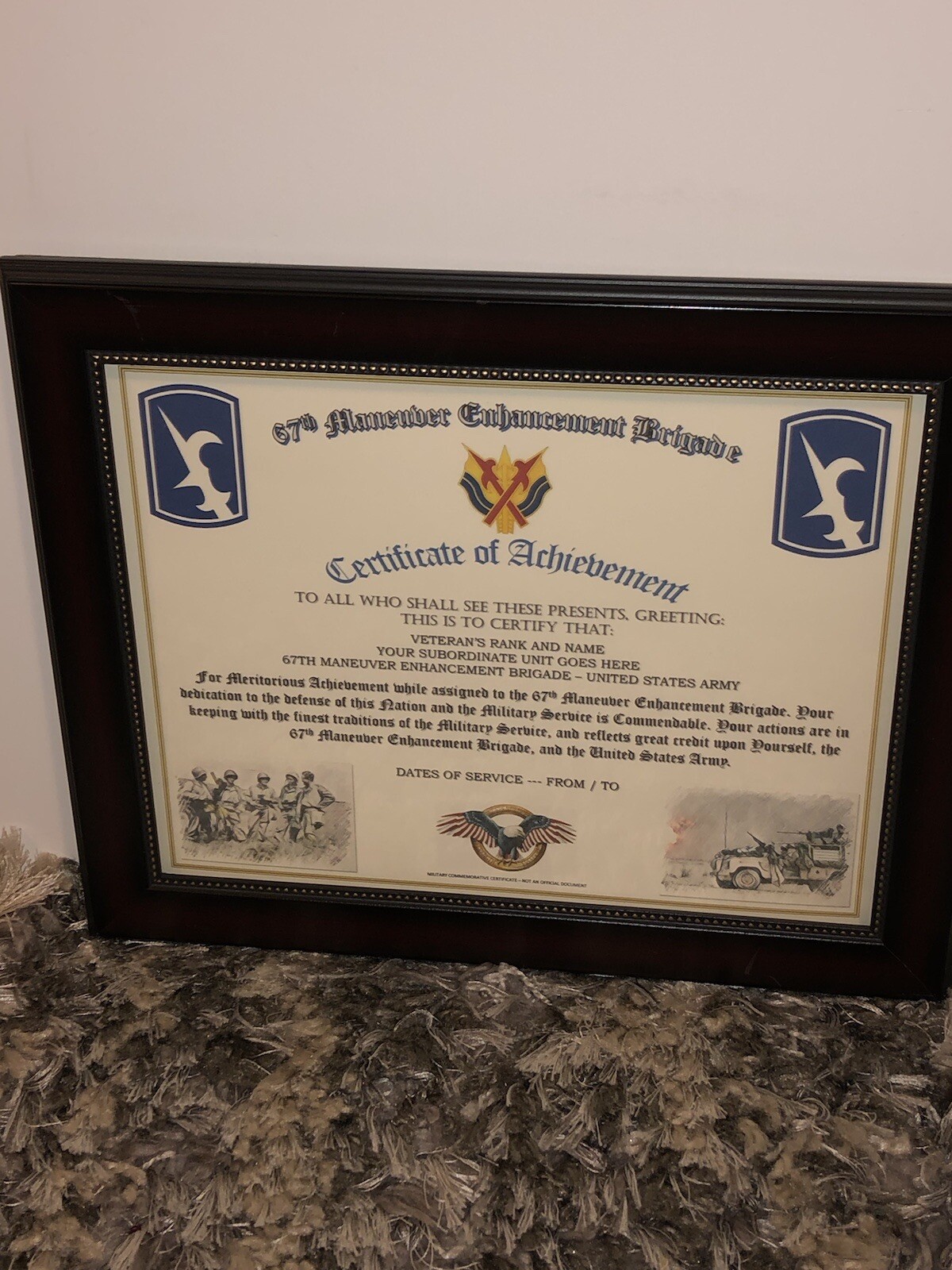 67TH MANEUVER ENHANCHMENT BRIGADE - COA / (COMMEMORATIVE CERTIFICATE)