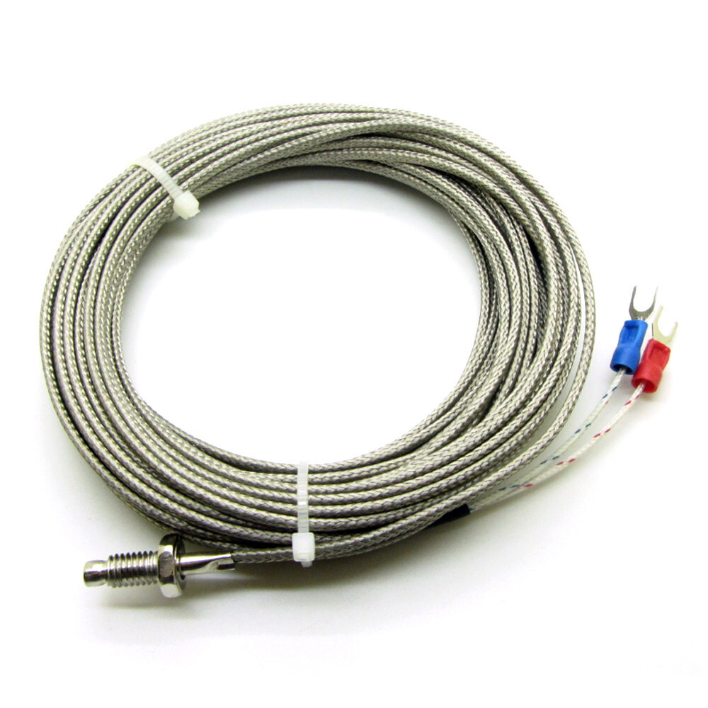 10M Cable K Type Screw Thermocouple Temperature Sensor Probe 6mm Thread 0-600℃