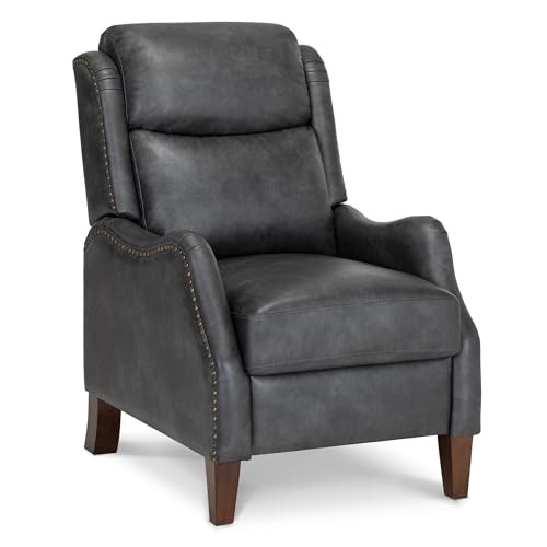 Leather Pushback Recliner Faux Armchair with Rivet Decoration Single 1 PCS Grey