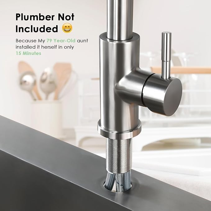 Single Handle Kitchen Sink Faucet Pull Down Spray High Arc Single Hole Mixer Tap