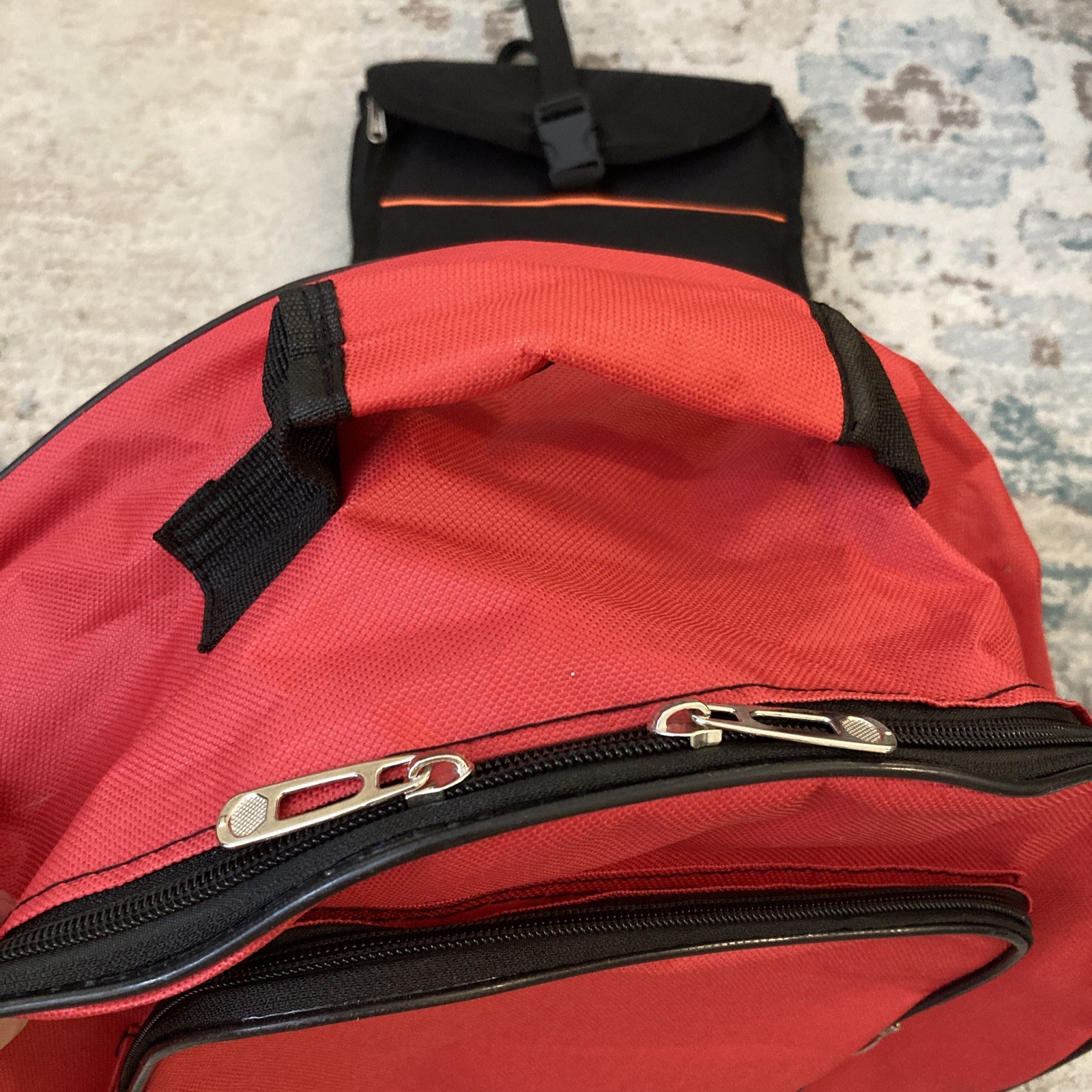 Practice Drum Pad 2 Bags Backpack 12 Inch & Snare Bag Red NICE + 2 drum keys