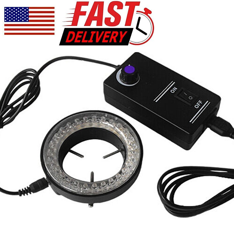 60mm Inner Diameter Microscope LED UV Light Source Ring Lamp w/ Dimmer Adapter