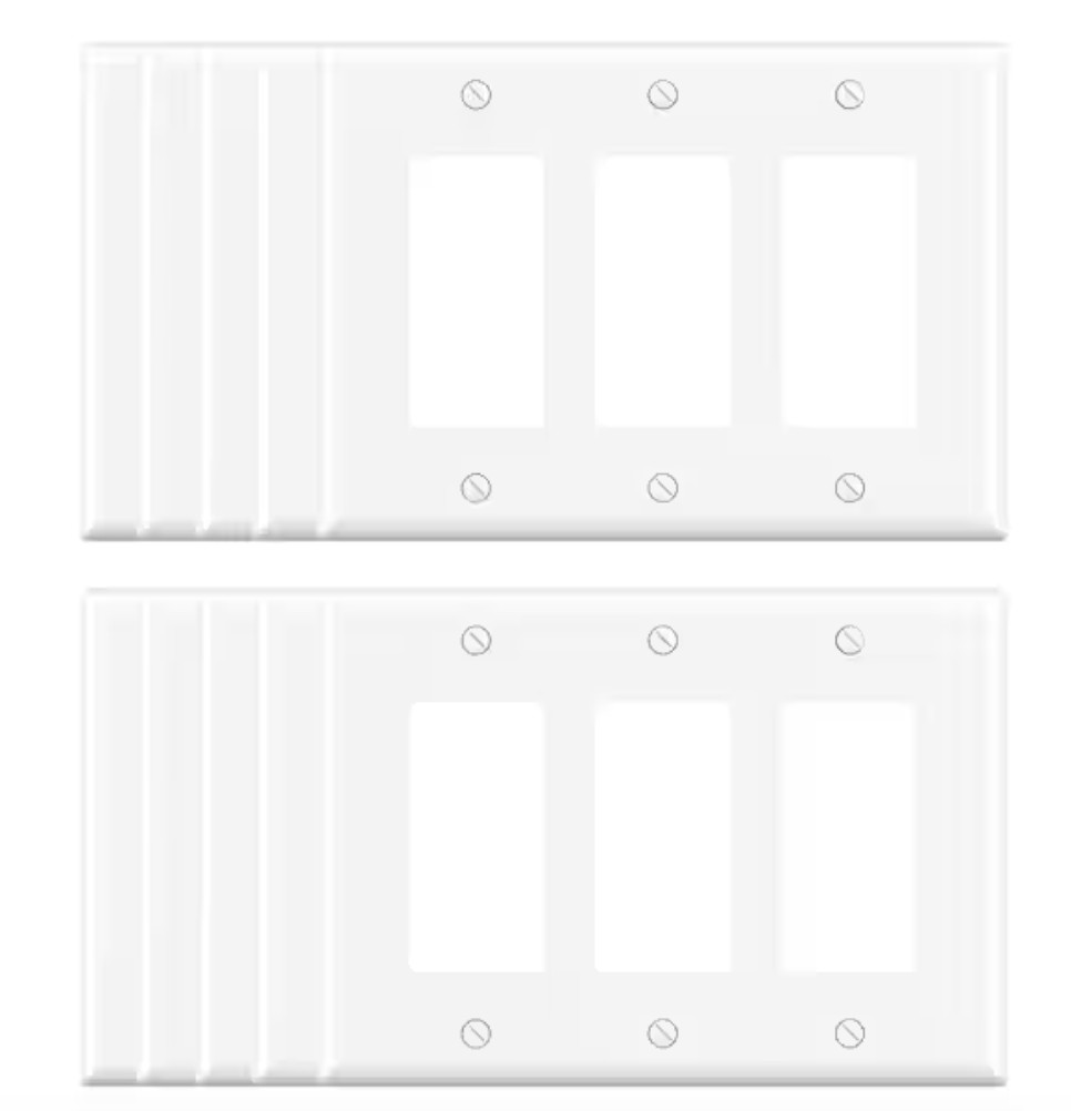 ELEGRP 3 Gang Midsize Decorator/Rocker Wall Plate, White (10-Pack)-NOB