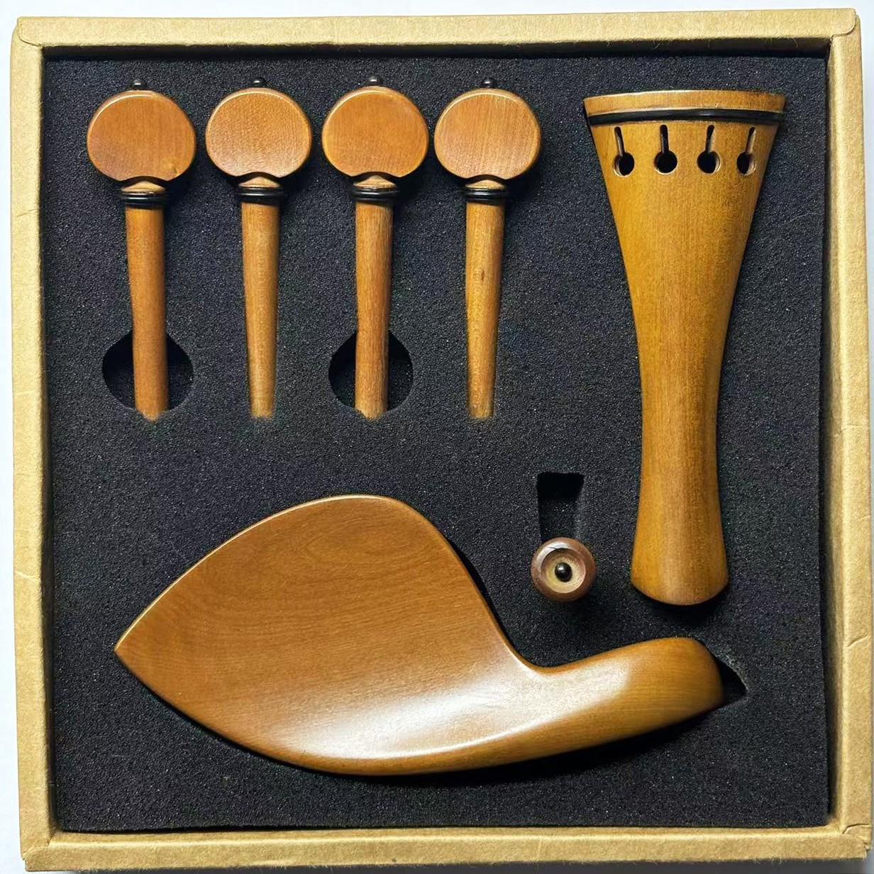 4/4 Violin Boxwood Fitting Tailpiece Chinrest Pegs Endpin  (small scratch)