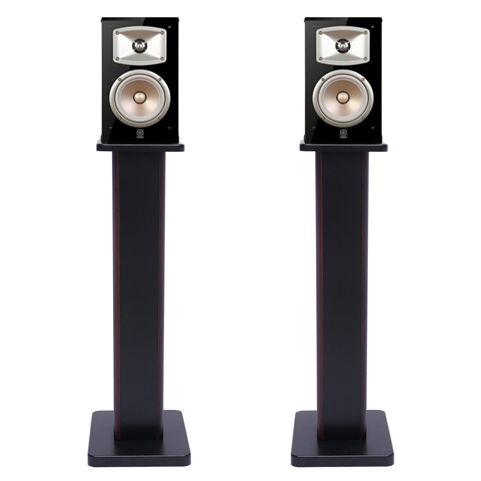 28" 1 Pair Bookshelf Speaker Stands Surround Sound Home Theater Black Walnut PVC