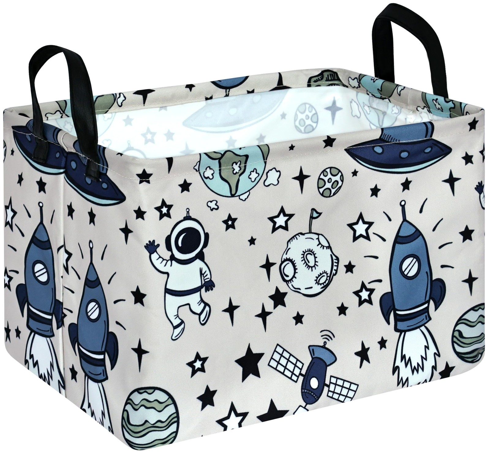 Rec Spaceman Print Box Hamper Storage Basket Collapsible Organizer Bin Home