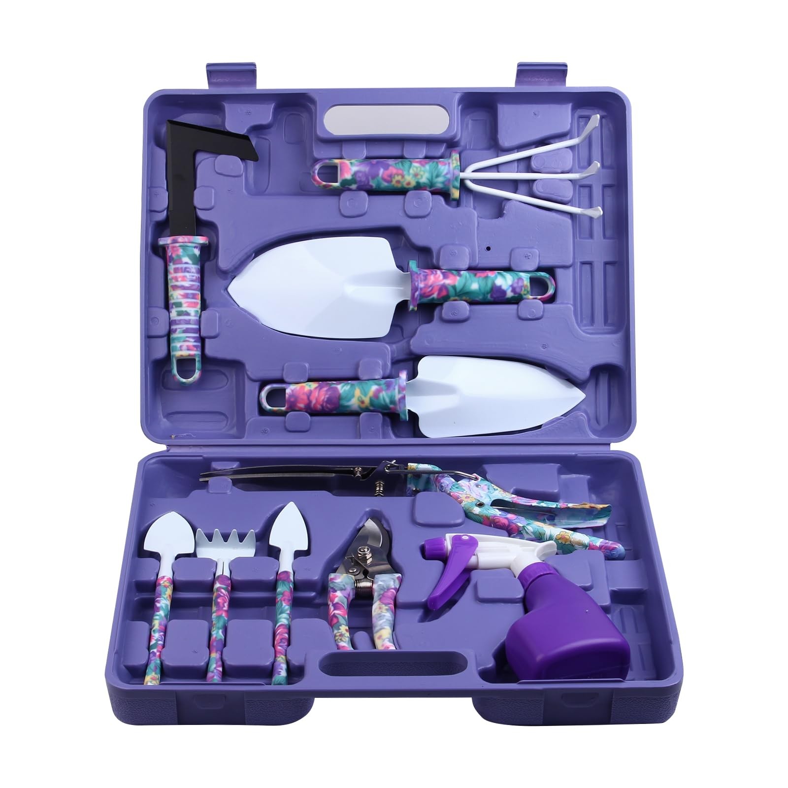 Garden Tools Set, JUMPHIGH 10 Pieces Gardening with Floral Purple