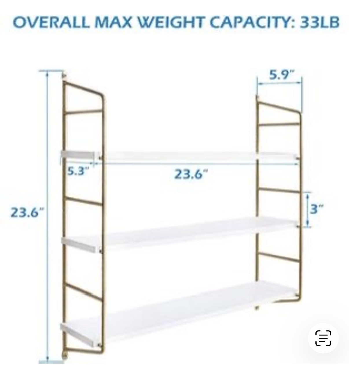 Wall Shelf 3 Tiers (610-Gold)