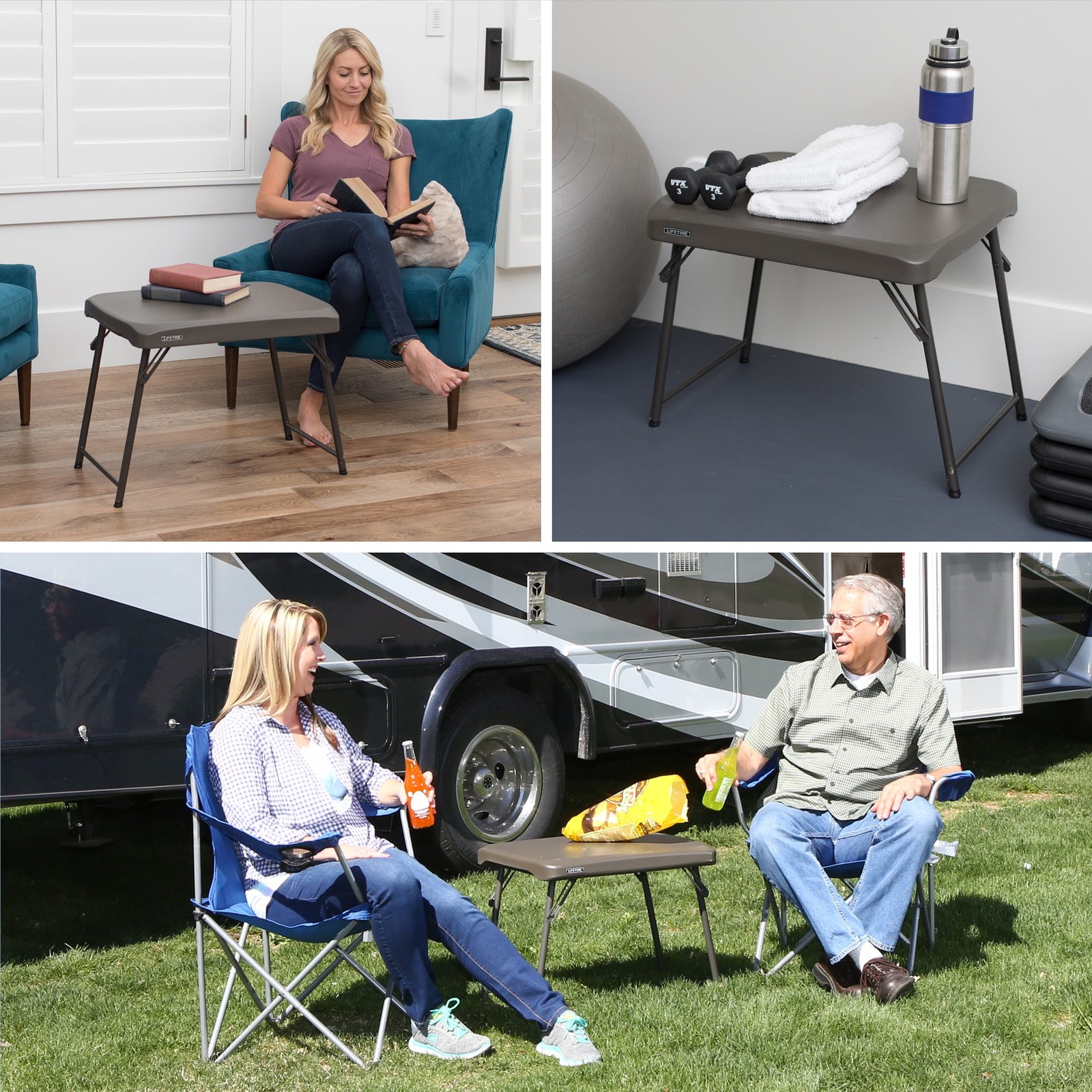 Lifetime 24 inch Compact Rectangle Folding Table, Indoor/Outdoor Light