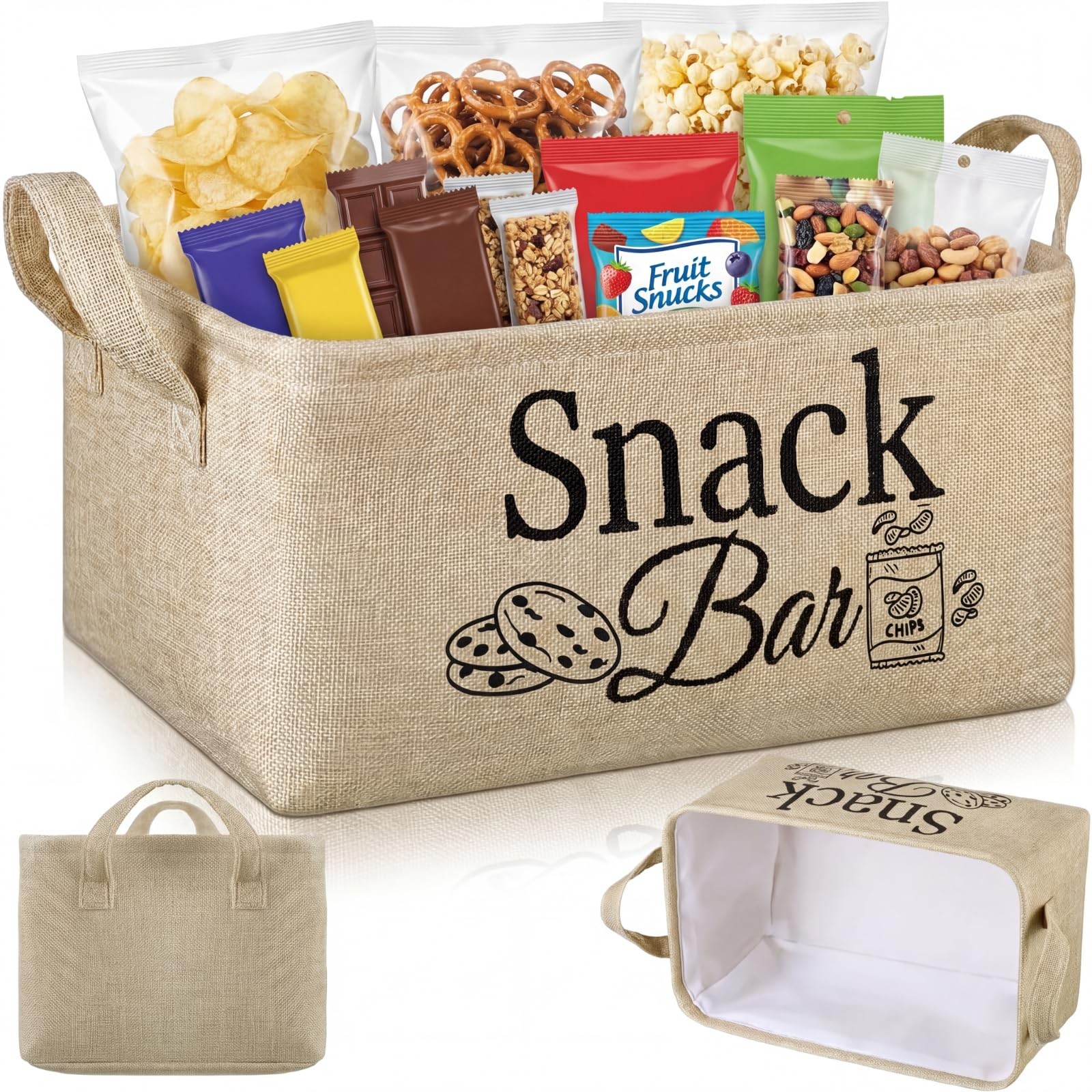Snack Bar Organizer Snack Bin Basket for Snacks Popcorn Buckets Movie Night G...