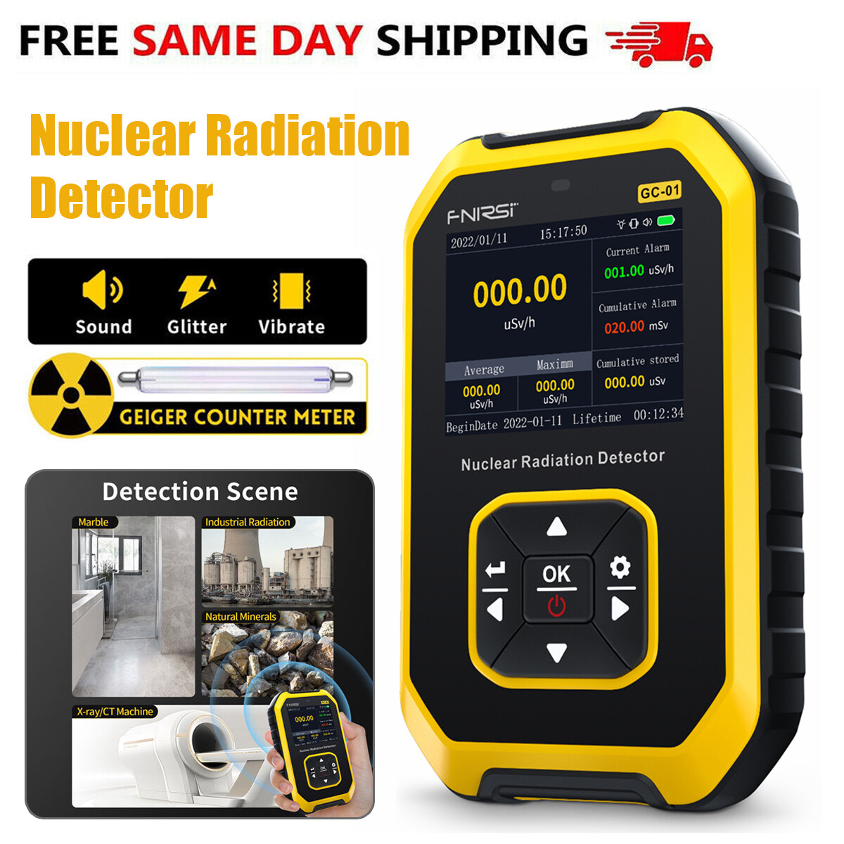 GM Geiger Counter Nuclear Radiation Detector Tube β γ X-Ray Dosimeter Monitor