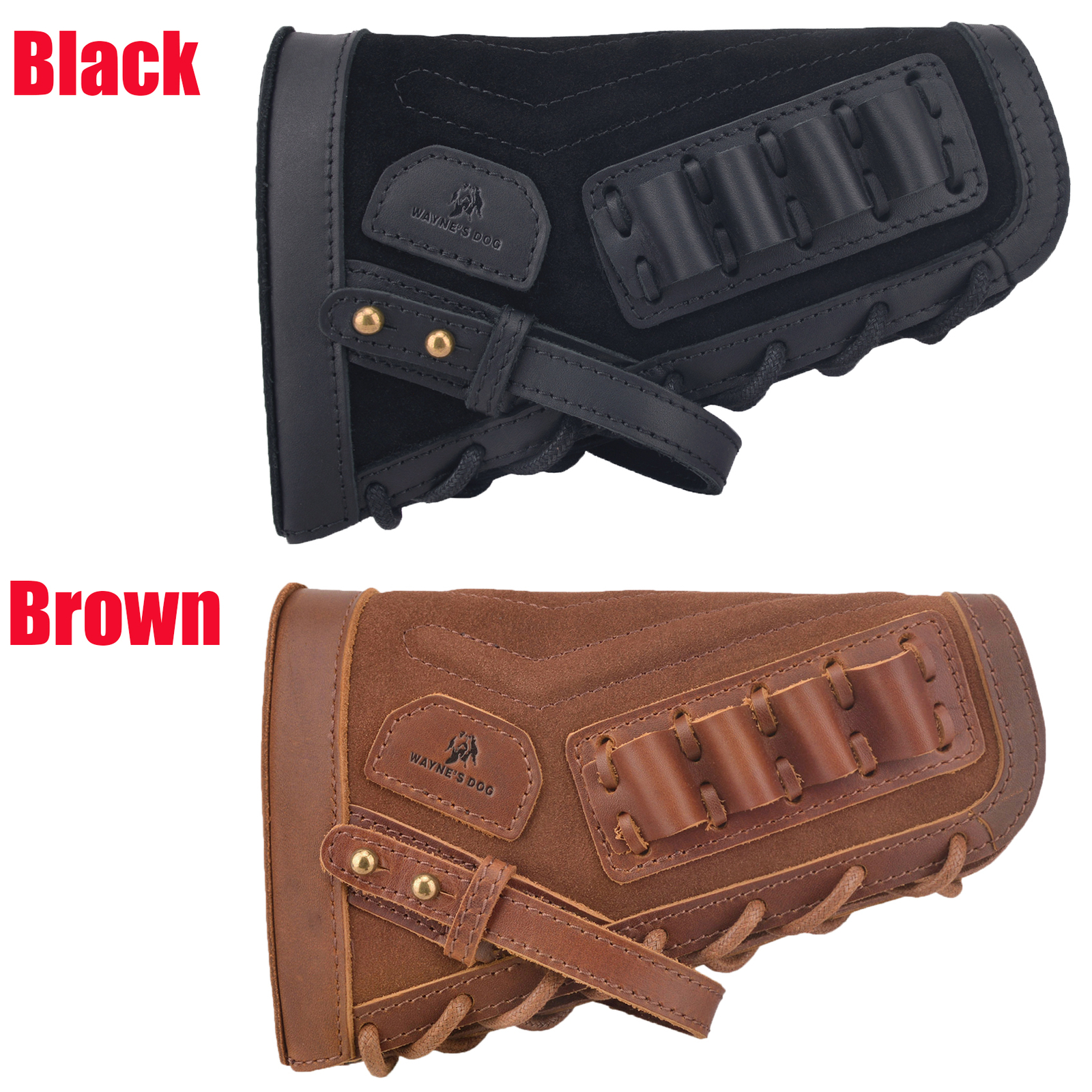 No-Drill Leather Rifle Buttstock Sleeve with Shell Holder for .22 .357 .300win