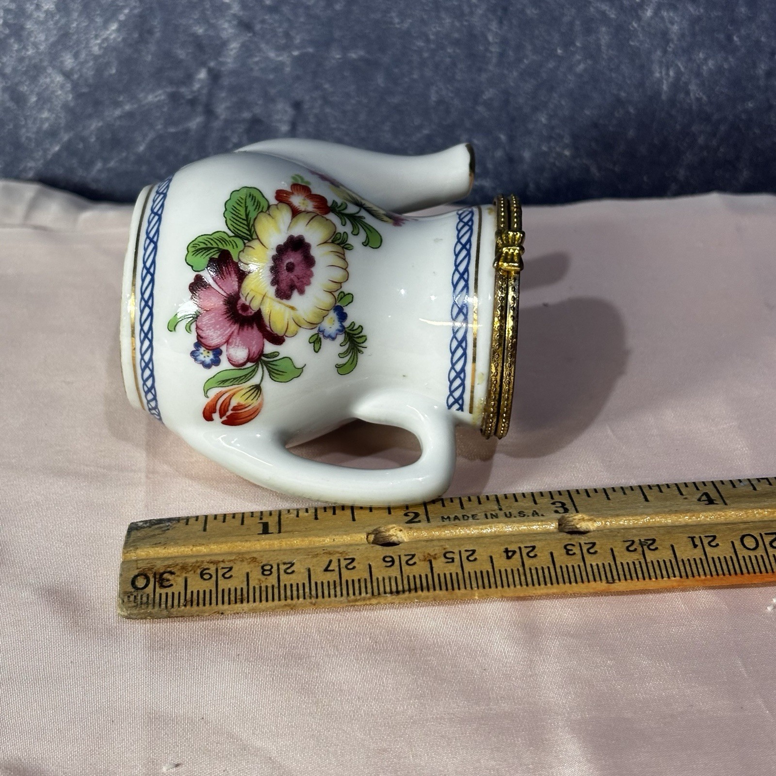 Trinket box teapot 3 inch hinge broken 2168z