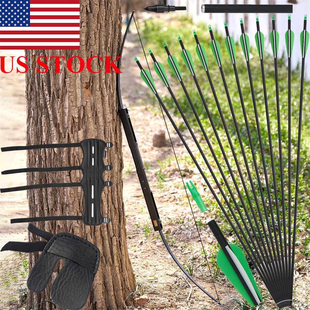 60" Archery Foldable Bow 40/60lbs RH &Arrows Set Survival Bow for Hunting Target