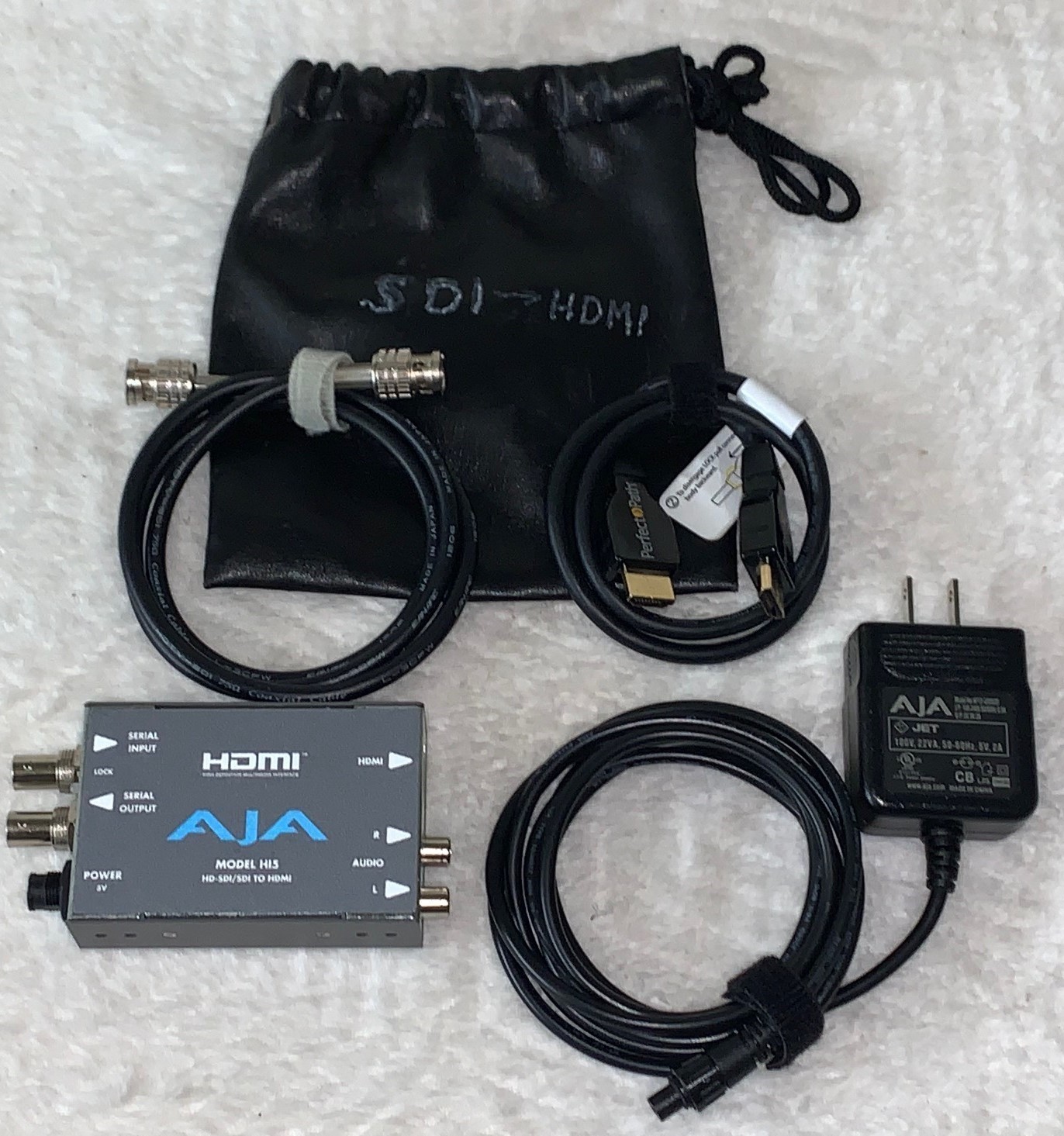 AJA HDMI Model: H15 HD-SDI/SDI To HDMI w/Power, Soft Bag, & Acc.