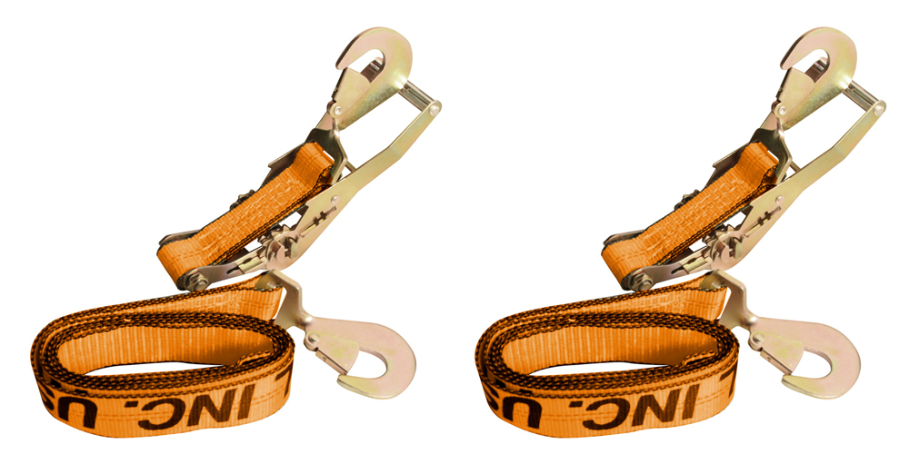 2 pack - 2" x 9 FT Twisted Snap Hook Ratchet Assembly Tie Down Wheel Lift Straps