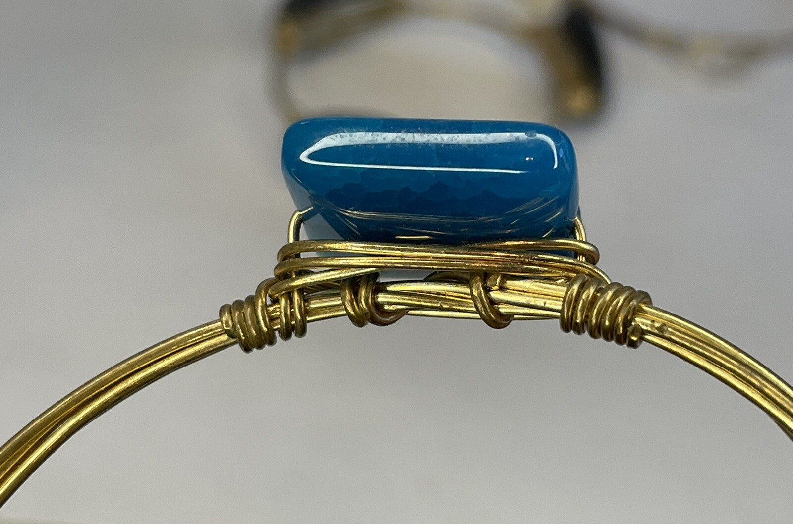 Handmade Wire and Stone Bracelet Bangle Set of 3