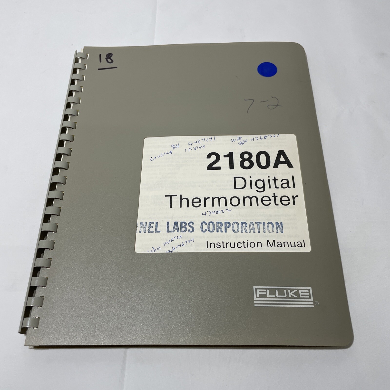 Fluke Model 2180A Digital Thermometer Instruction Manual PN/489211 June 1978