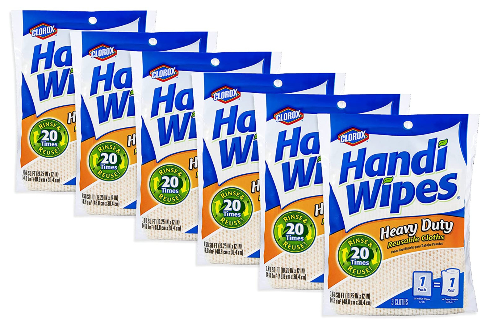 HEAVY DUTY HANDY CLOTHS ABSORBENT  MULTIPURPOSE CLEANING TOWELS 6 PKS/18 Yellow