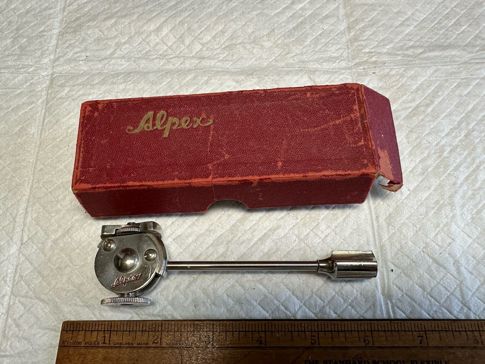 Vintage Alpex Chrome Tripod Adjustable Head Made In Japan Original Box