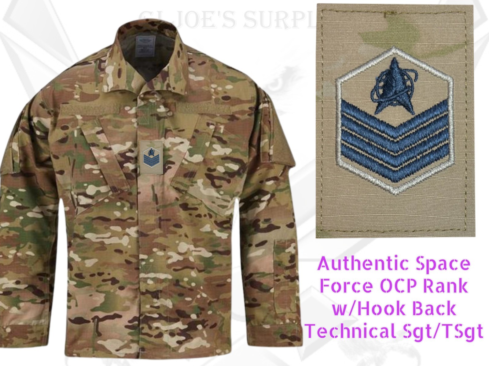 Military Multicam OCP Uniform USAF Air Force/Space Force TSgt  Hook Rank 1C3