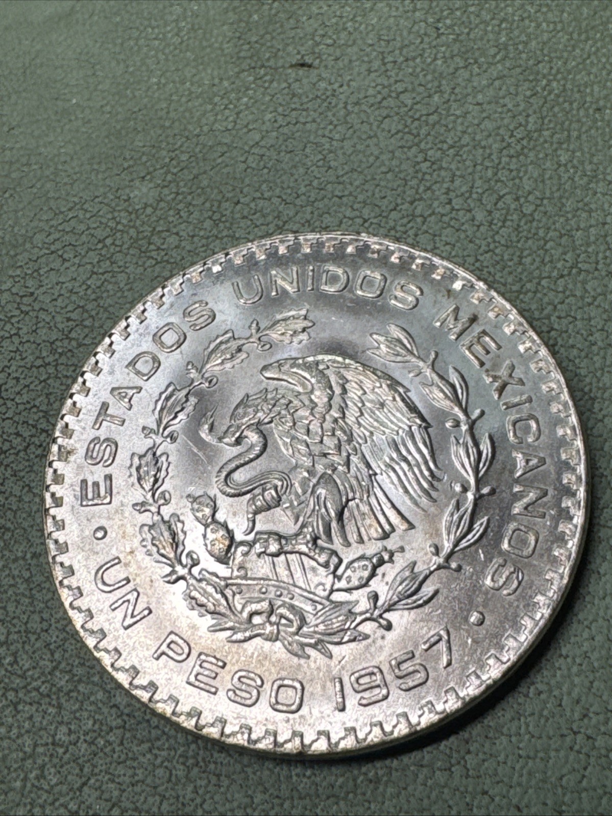 MEXICO - 1 Un Peso 1957 - Jose Morelos - Silver Coin .100 BU 1st Year