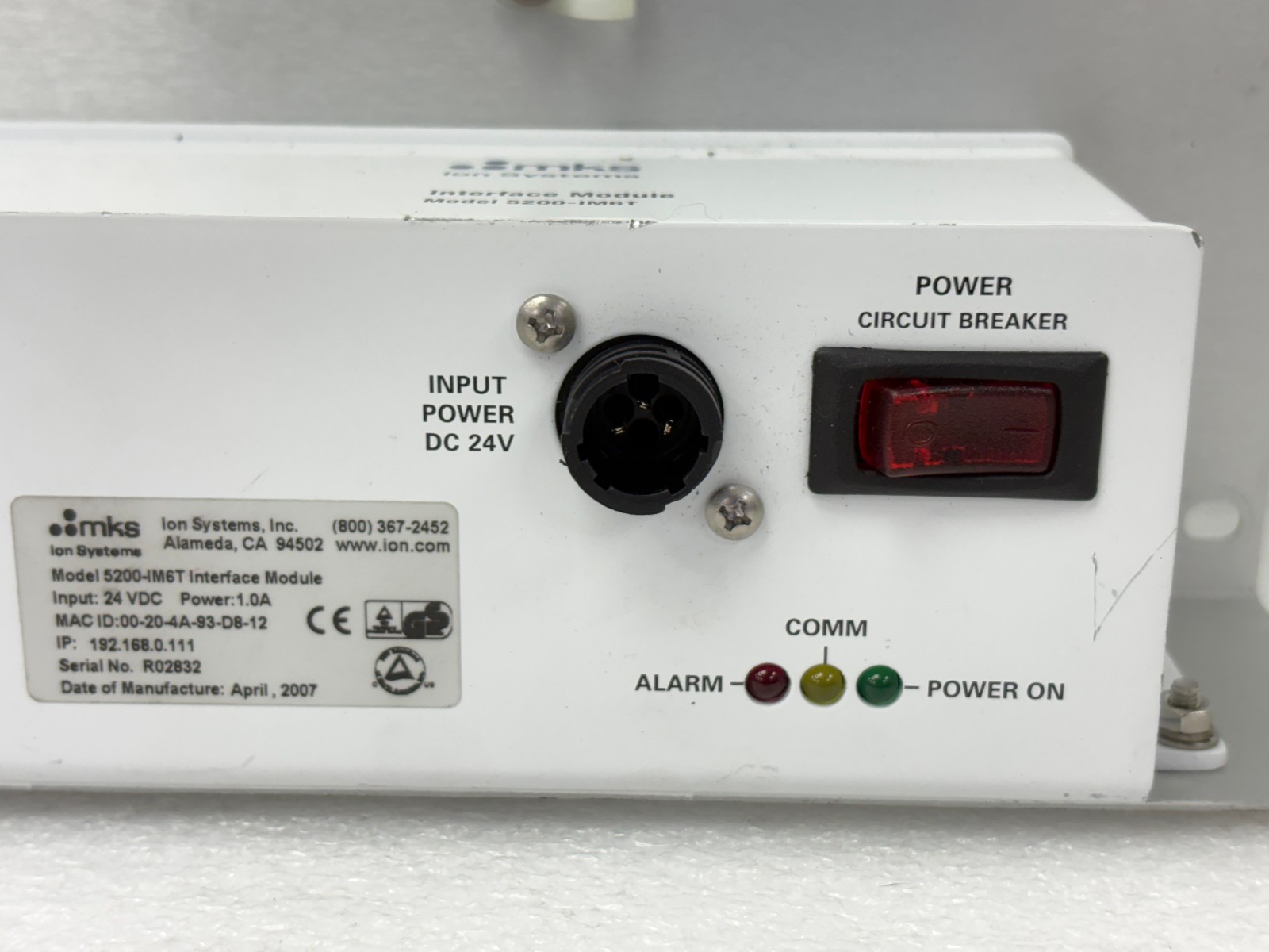 Pre Owned | MKS 5200-IM6T V3.0 Interface Module Only - White