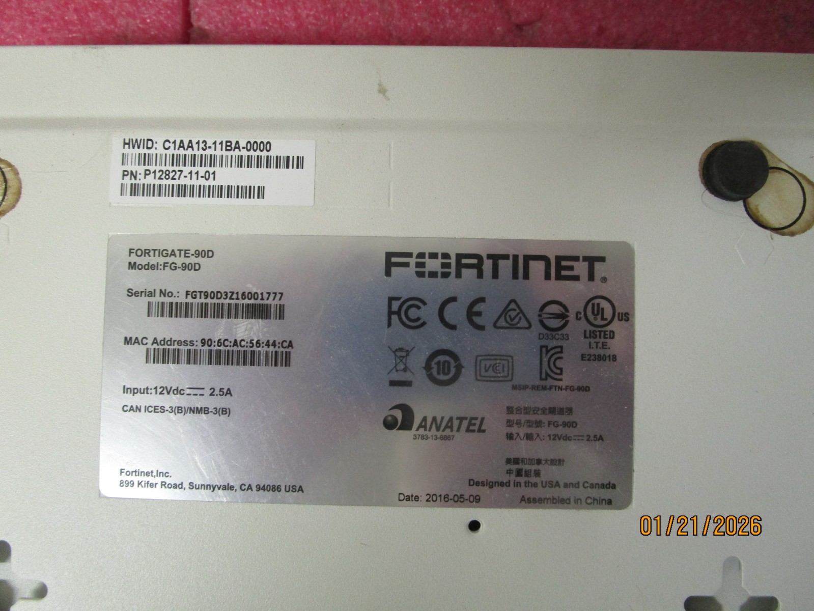 FORTINET FORTIGATE 90D FG-90D FIREWALL NETWORK SECURITY APPLIANCE NO POWER SPPLY
