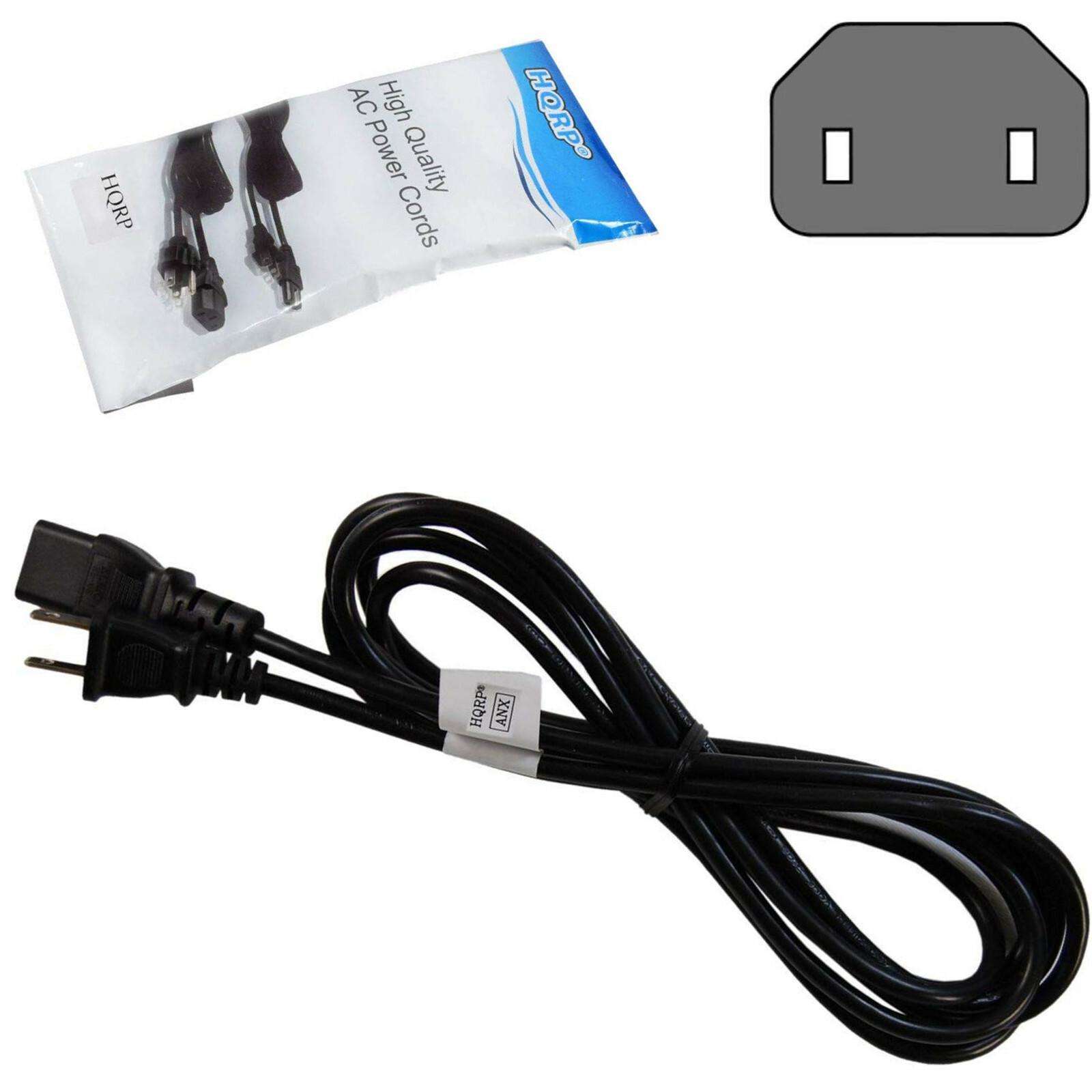 HQRP AC Power Cord Compatible with Denon AVR-3805 AVR-3806 IEC C17 to NEMA 1-15P