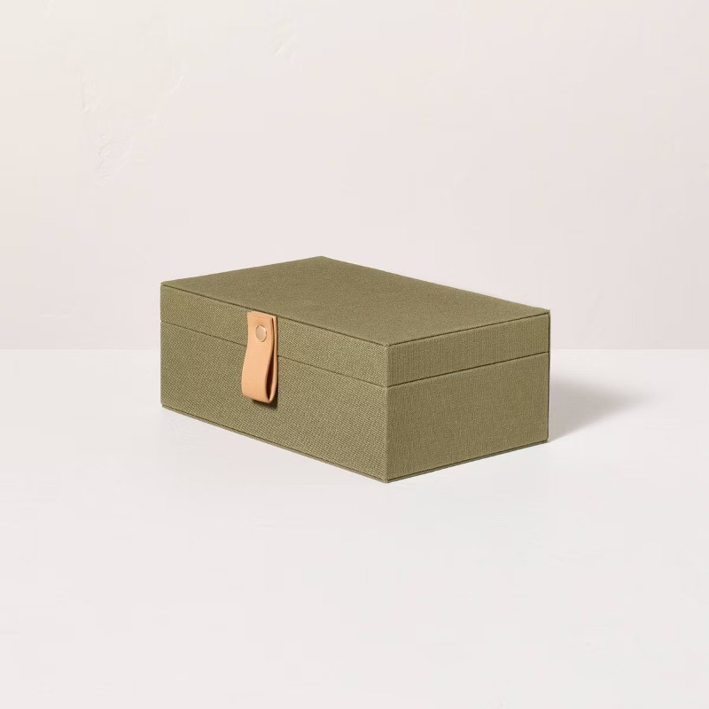 Desk Storage Lidded Fabric Box Green