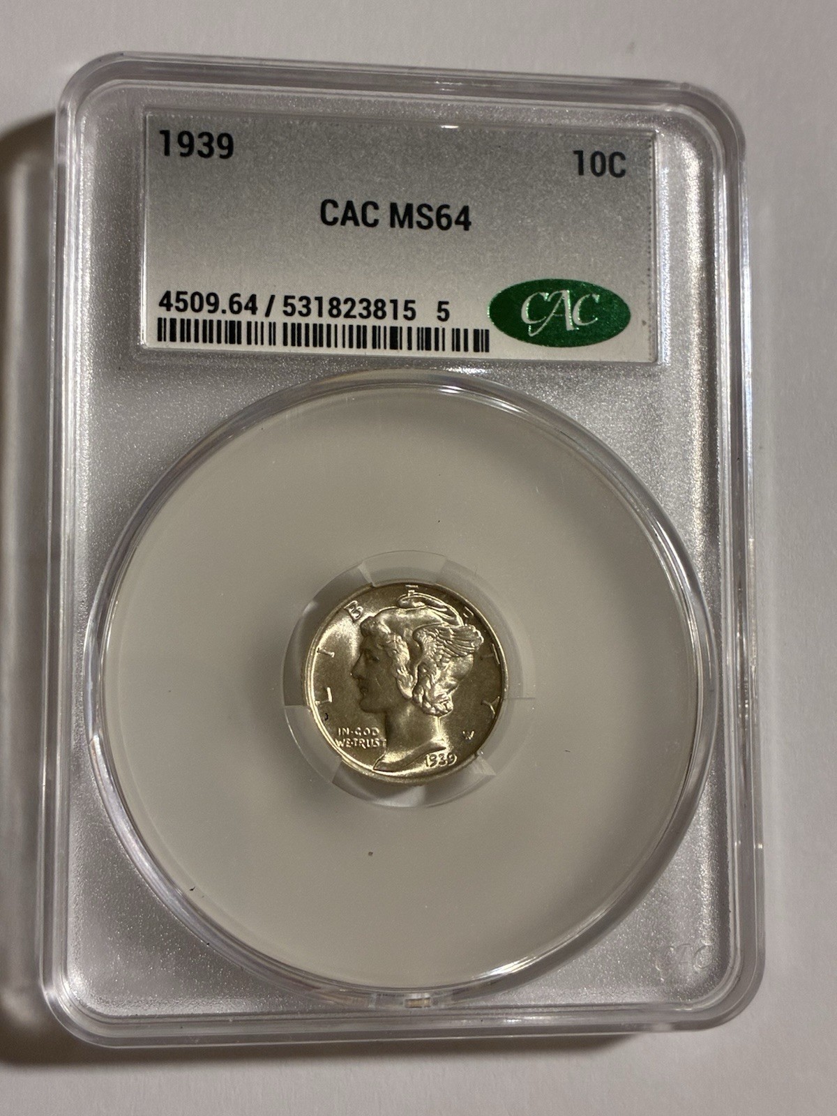 1939-P Mercury Dime CAC MS64