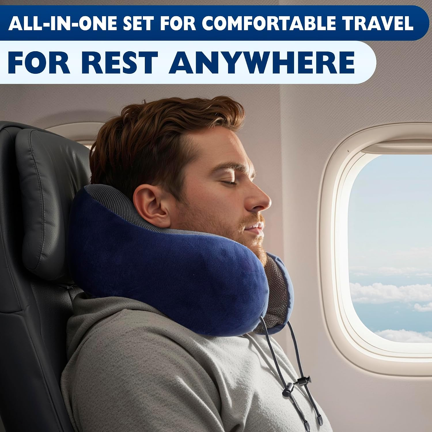 100% Memory Foam Neck Support Pillow with Adjustable Snap Buttons & Head Support