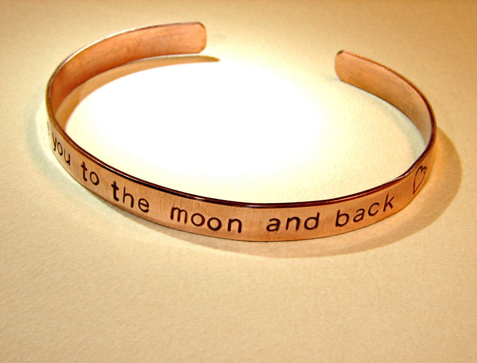 Copper cuff bracelet with to the moon