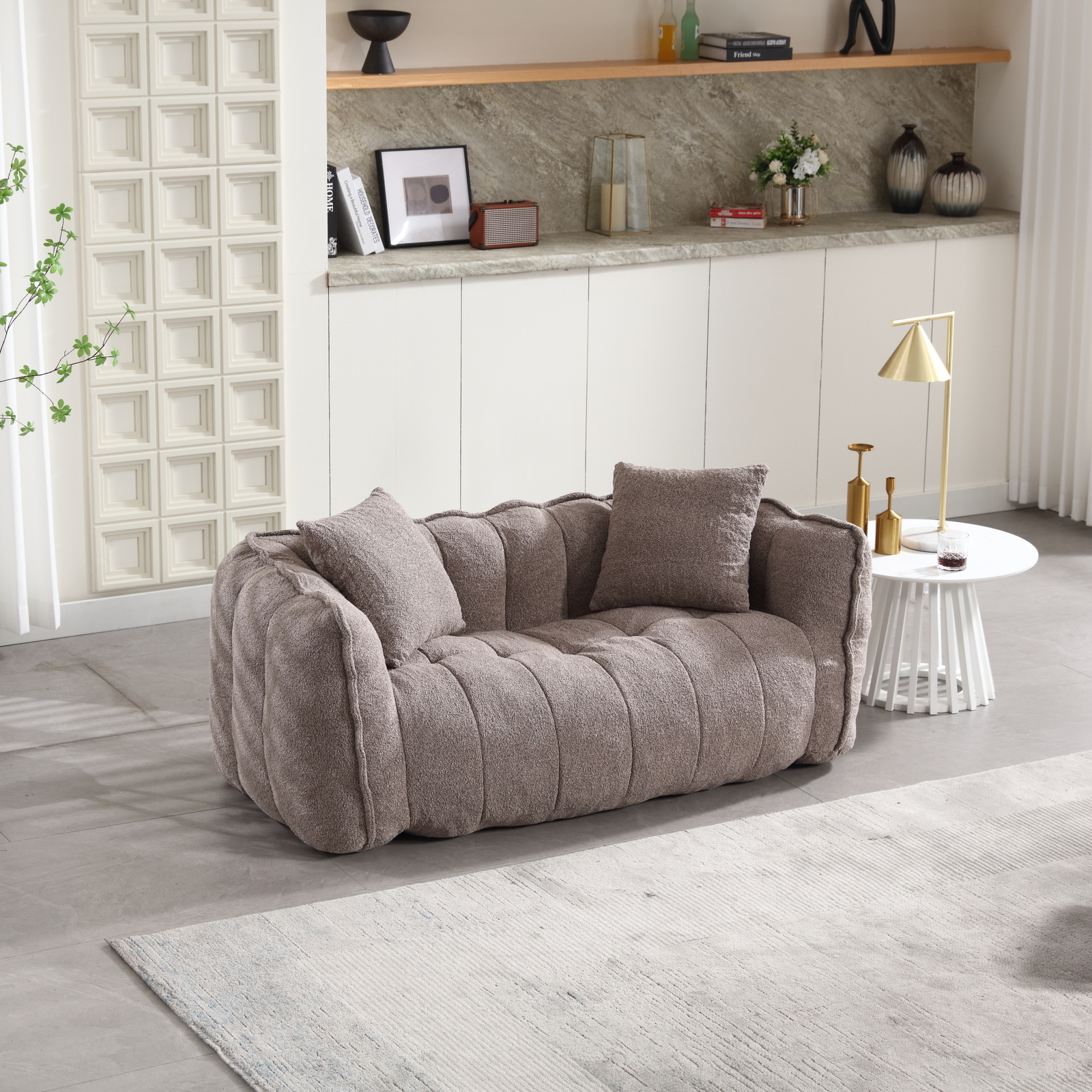 Bean Bag Sofa with high resilience foam core Bean Bag Chair for 2 people Brown