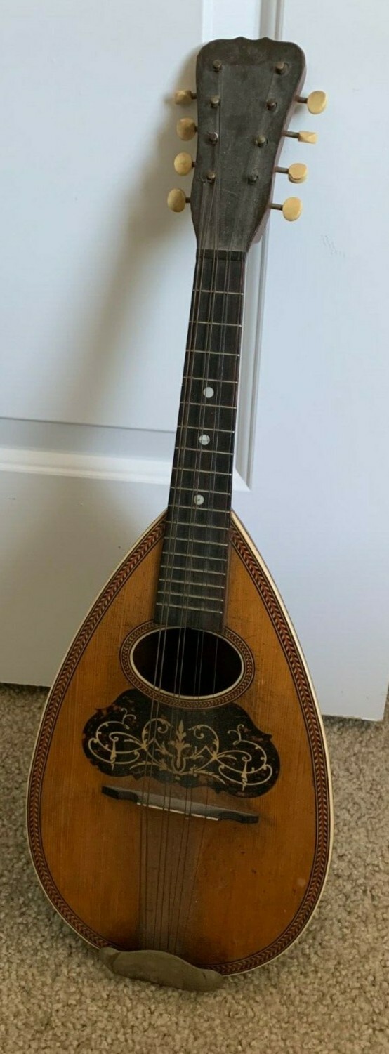 Unbranded Vintage Antique Bowlback Mandolin With 1 String Missing