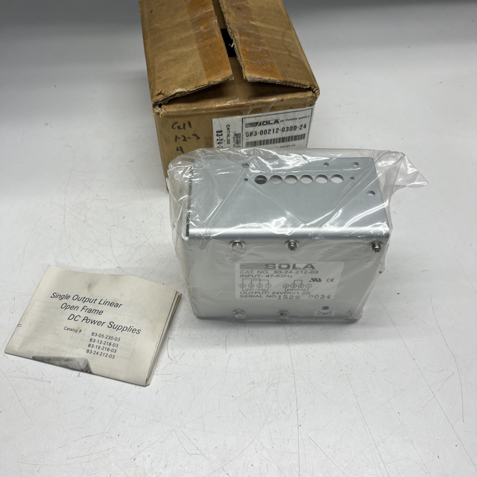 BRAND NEW IN BOX! SOLA 83-24-212-03 24VDC/1.2A POWER SUPPLY