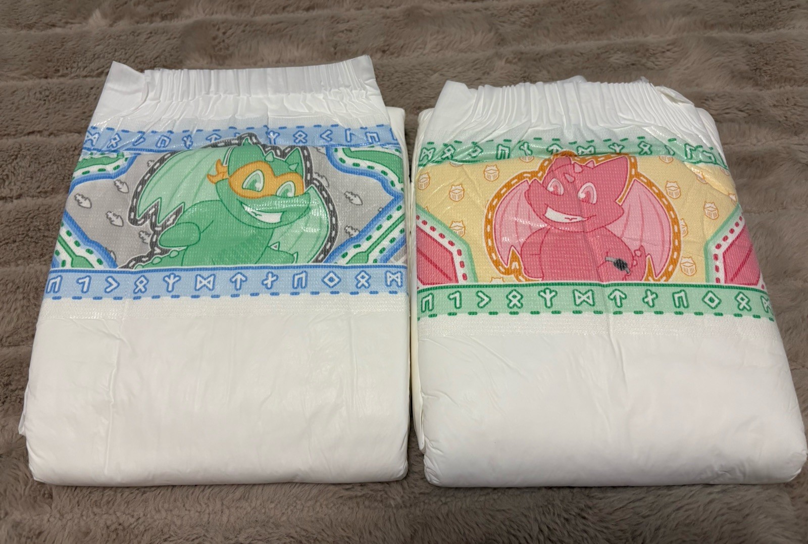 Tykables Camelots Plastic-Backed ABDL Adult Diaper Sample Pack (2) Size M