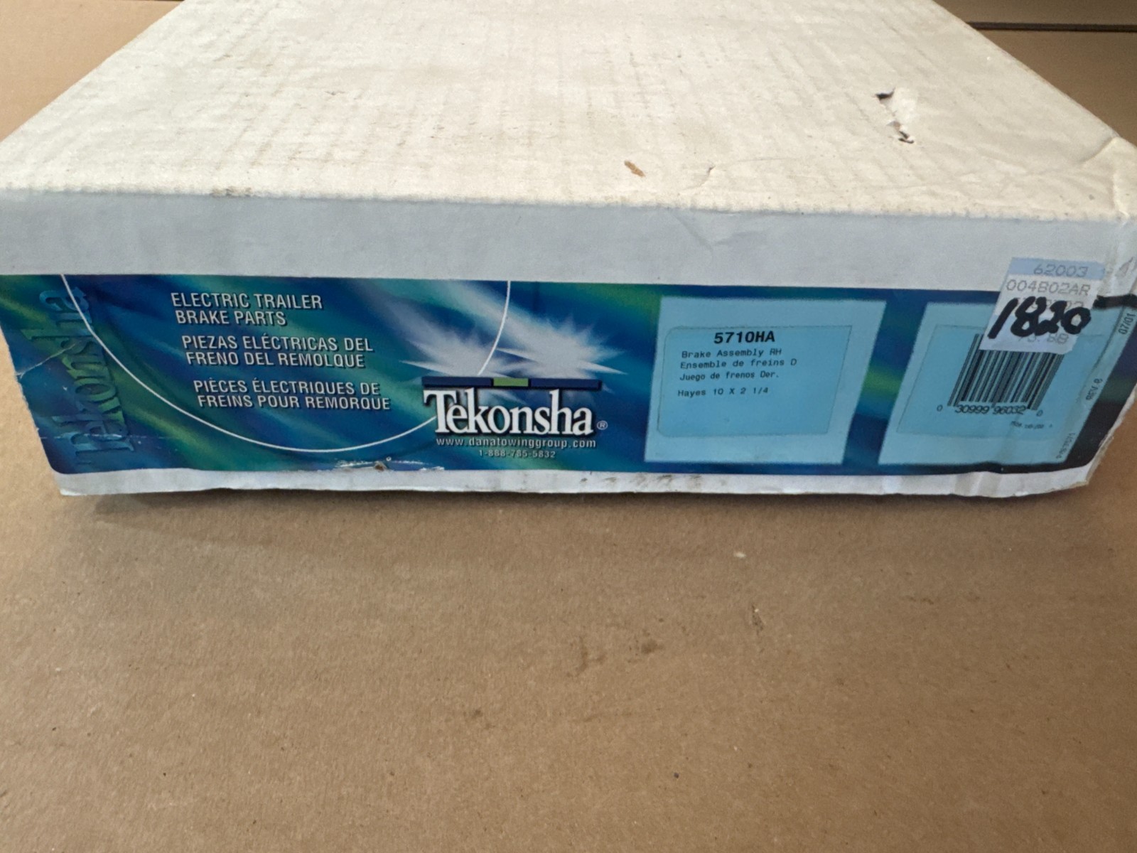 Tekonsha Model 5710-HA Electric Trailer Brake Parts Assembly Hayes 10" RH