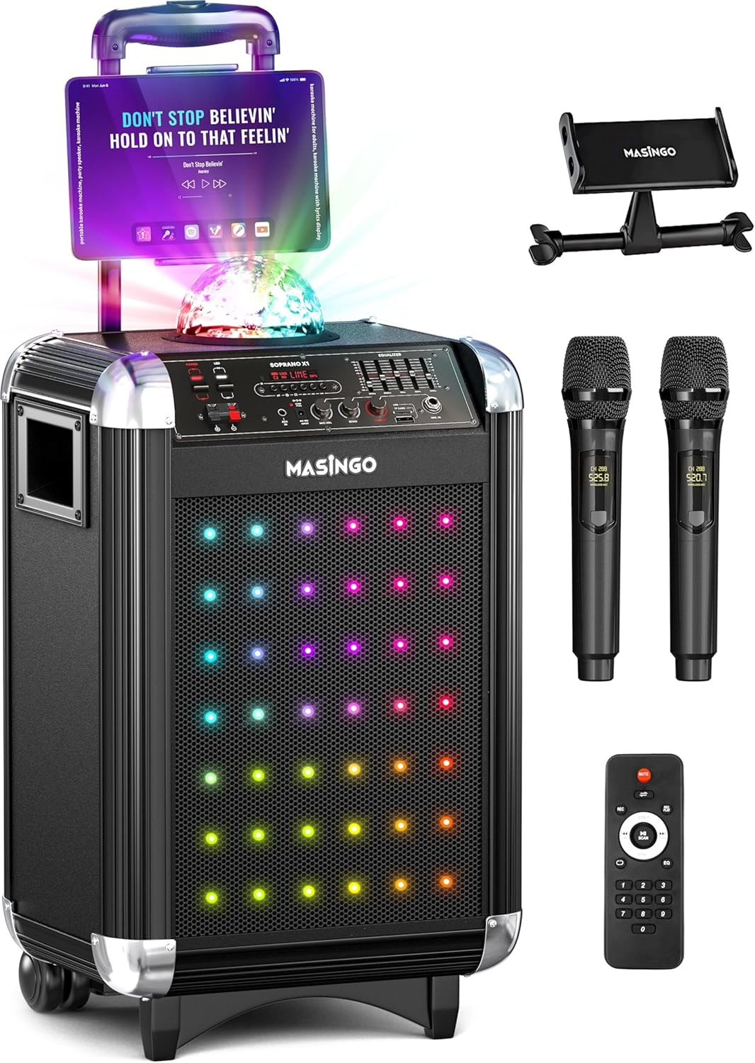 Karaoke Machine for Adults and Kids with 2 Bluetooth Wireless Microphones. Porta