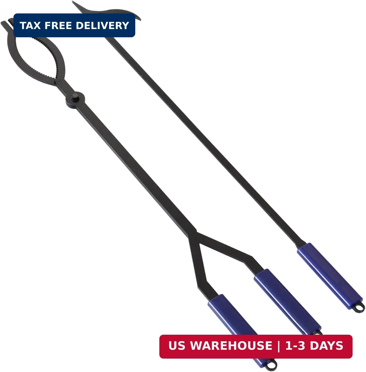 40" Fire Log Tongs Firewood Grabber and Fire Poker Set,Large Fire Pit Tool Outdo