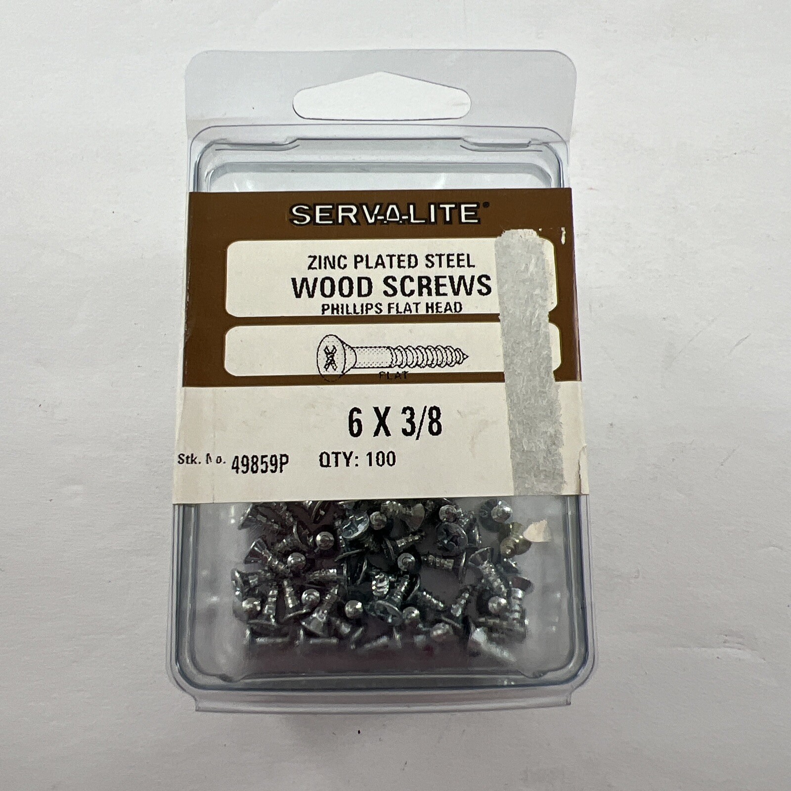 ZINC PLATED STEEL #6 X 3/8 WOOD SCREWS PHILLIPS FLAT HEAD PACK OF 100