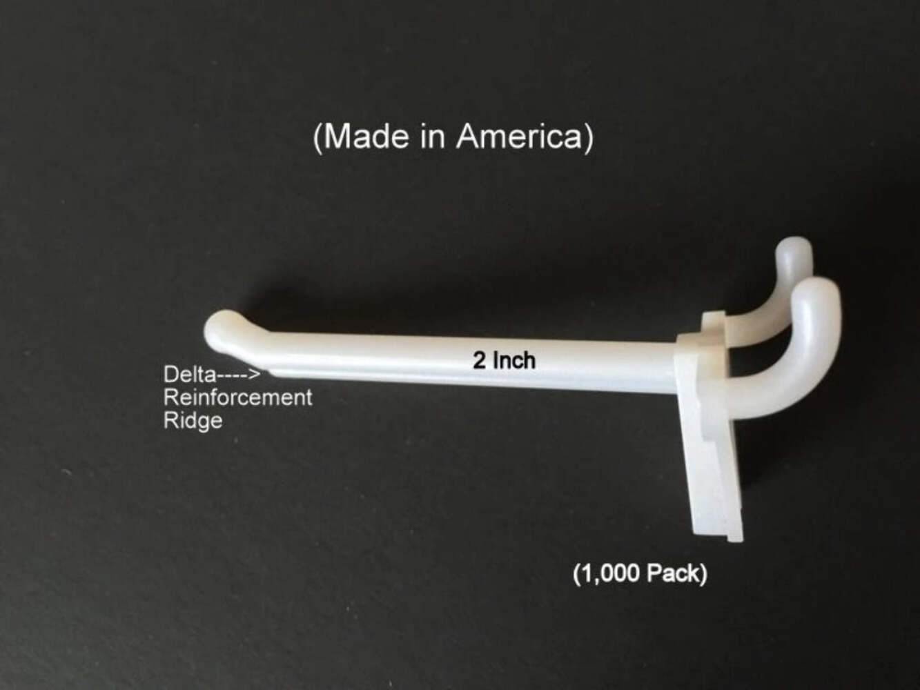 (1000 PACK) 2 Inch White Plastic Peg Kit. Garage Shelf Hanger Pegboard Hooks USA