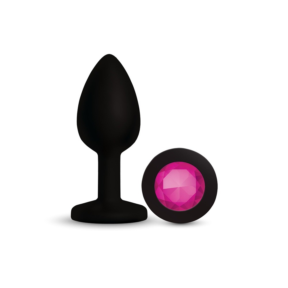 Gemma Pink Gem Black Silicone Plug - Large