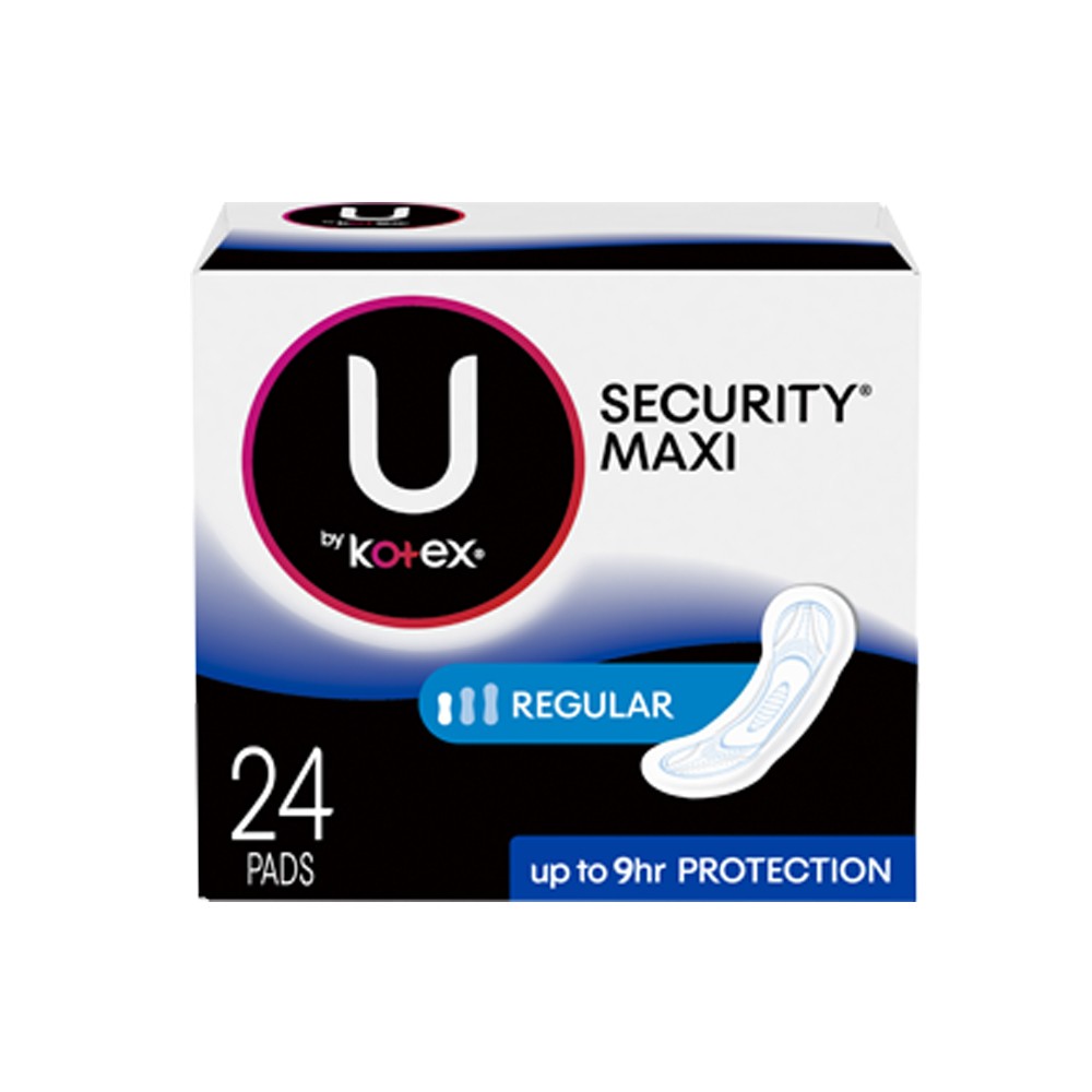 U BY KOTEX PREMIUM REGULAR MAXI PADS, 24/PACK
