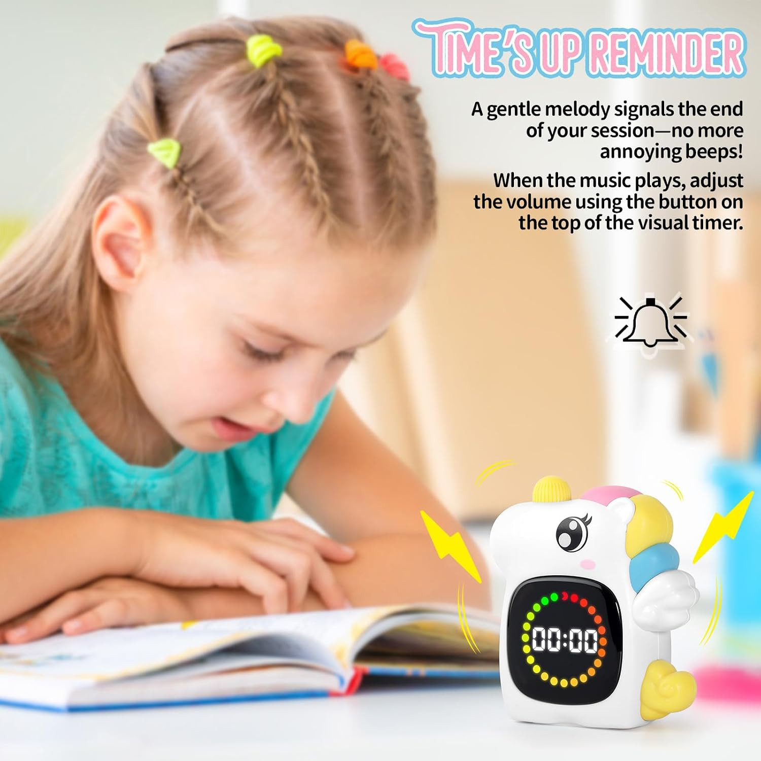 Unicorn Visual Timer for Kids, Rechargeable 99:59 Digital Countdown Potty Timer,