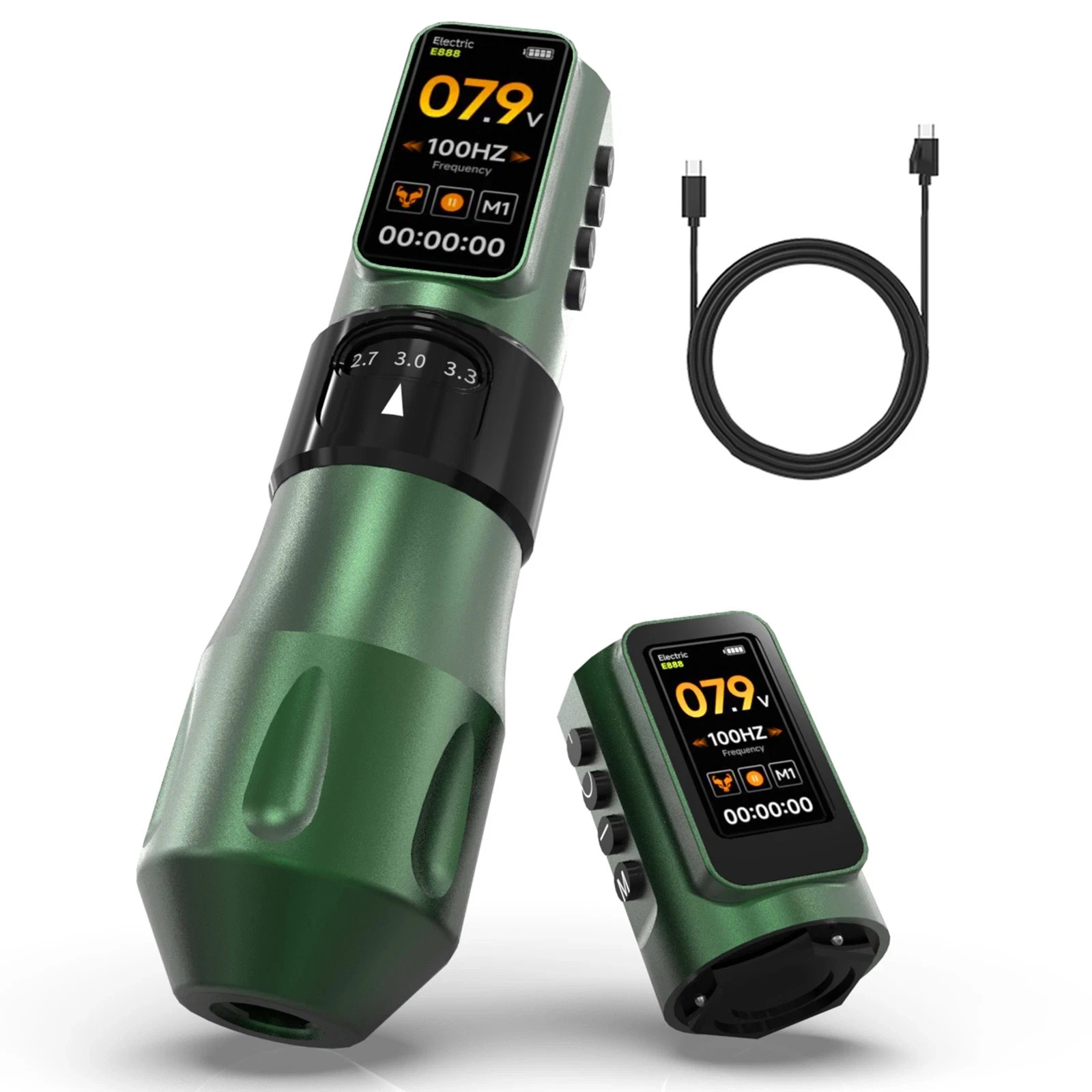 Wireless Tattoo Rotary Machine with 2PCS 1600mAh Batteries 7 Adjustable Strokes